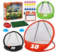 Vitality Sports Golf Chipping Net, 3PCS Pop-Up Golf Practice Net for Backyard, Indoor Outdoor Chipping Game with 3 Targets, 1 Hitting Mat, 20 Balls, Tee Box, Golf Gift for Men