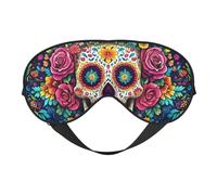 Vitality Sugar Skull Flower Print Sleep Mask with Adjustable Strap, Comfortable Eye Cover for Travel, Yoga, Napping, Sleeping & Relaxation