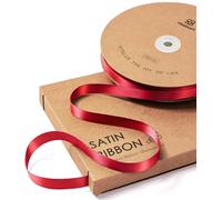 Vitalizart 3/8" x 100Yd Red Satin Ribbon, Double-Sided Ribbons for Gift Wrapping & Crafting, Silk-Like Fabric Ribbon for Bouquet & Decoration, Thin Satin Ribbon with Storage Box