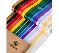 Vitalizart 3/8" x 70Yd Satin Ribbon Mixed 14 Dark Colours, Double-Sided Fabric for Gift Wrapping & Crafting, Silk-Like Rainbow Ribbon for Bouquet & Decoration, Thin Satin Ribbons with Storage Box