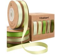 Vitalizart Green Series Satin Ribbon for Crafts 3/8'' x 50Yd (5 Rolls x 10Yd), Double Sided Fabric Ribbons Green for Gift Wrapping, Bows Making, Bridal Bouquet, Party Decorations