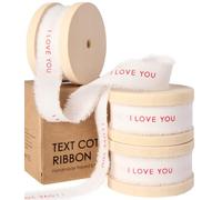 Vitalizart I Love You Cotton Ribbon 5/8 Inch, Natural Handmade Frayed Fringe Ribbons 15 Yd (3 Rolls x 5 Yd) for Gift Wrapping, Crafts, Flower Bouquets, Decoration, Confession Gift