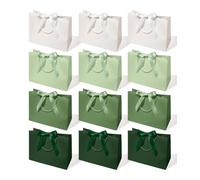 Vitalizart Large Gift Bags With Handles & Bows, Green Series 12-Piece Set | Paper Bags 33 cm x 25.4 cm x 12.7 cm for Gift Wrapping, Children’s Birthday Parties, Bridal Parties, Party Favours & Sweets