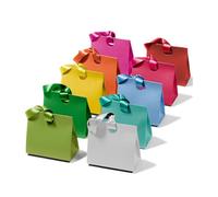 Vitalizart Mini Gift Bags 6.1"x2.9"x5.7" With Ribbon Handles, Set of 10 Mixed Colours Reusable Paper Gift Wrap Bags For Birthday, Baby Shower, Party Favours, Wedding, Christening, Christmas