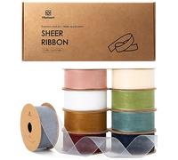 Vitalizart Organza Ribbon Mixed 9 Colours 1'' x 90YD, Sheer Fabric for Crafting 9 Rolls*10YD, Wide Gift Ribbon for Gift Wrapping, Christmas Tree, Decoration, Bows, Wedding Invitations