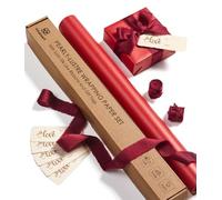 Vitalizart Red Gift Wrapping Paper & Burgundy Ribbons 43cm x 5m | With Silky Satin Ribbon & Gift Tags Recyclable, Wrapping Paper Roll for Christmas Birthday Wedding Gift & Crafts