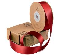 Vitalizart Red Satin Ribbon 1" x 25Yd for Gift Wrapping, Double Sided Continuous Polyester Gift Ribbon, Thick Fabric Ribbons for Crafts, Bouquets, Party Decorations, Christmas Wreaths & Hair Bows