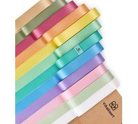 Vitalizart Satin Ribbon 1" x 36 Yd, 12 Pastel Colours Mixed for Gift Wrapping, Double Sided Polyester Gift Ribbon, Wide Fabric Ribbons for Crafts, Bouquets, Decorations, Christmas Wreaths & Hair Bows