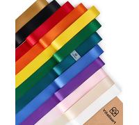 Vitalizart Satin Ribbon 1" x 36 Yd, 12 Rainbow Colours Mixed for Gift Wrapping, Double Sided Polyester Gift Ribbon, Wide Fabric Ribbons for Crafts, Bouquet, Decorations, Christmas Wreaths & Hair Bows