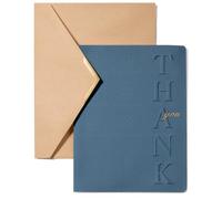 Vitalizart Thank You Cards & Envelopes 16 Pcs Greeting Cards Dusty Blue | Thick Textured Cardstock Embossed Foil-Stamped, Blank Cards For Business Wedding Bridal Baby Shower Funerals Graduation