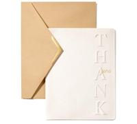 Vitalizart Thank You Cards & Envelopes 16 Pcs White Greeting Cards | Thick Textured Cardstock Embossed Foil-Stamped, Blank Cards For Business Wedding Bridal Baby Shower Funerals Graduation