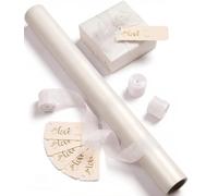 Vitalizart White Wrapping Paper 43 cm x 5 m, Pearlescent Gift Paper | Gift Wrapping Paper Roll & Organza Ribbons & Gift Tags Set for Valentines, Wedding, Brithday, Christmas, Baby Shower