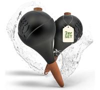 VITALLEO Watering Globes - XL (400 ml) - Automatic Plant Watering - Water Dispenser Plants - Clay Cone Watering for Room and Balcony (Black, Set of 2)