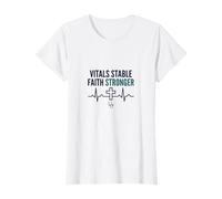 Vitals Stable Faith Stronger Christian Nurse Prayer T-Shirt