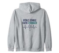 Vitals Stable Faith Stronger Christian Nurse Prayer Zip Hoodie