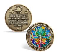 Vitalway 3 Year Sobriety Coin, AA Medallion with Vivid Butterfly, Addiction Recovery Three Year Sober Coins, Celebrating Recovery Anniversary Recovery Token, AA Sobriety Gifts for Men Women