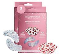 Vitamasques Under Eye Patches & Lip Mask Sheets, Best of Eyes & Lips Set 2 Packs - Eye Patches for Puffy Eyes - Under Eye Masks for Dark Circles and Puffiness - 2 x 4 Packs - 8 Pads