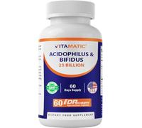 Vitamatic Acidophilus Bifidus 25 Billion DR Capsule - 60 Count - Digestive Support - Made with Prebiotic Inulin Fiber