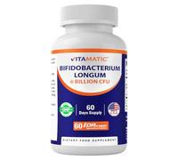 Vitamatic Bifidobacterium Longum 6 Billion CFU per DR Capsule - 60 Count - Promotes Intestinal Health - Made with Prebiotic Inulin Fiber