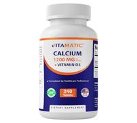 Vitamatic Calcium 1200mg with Vitamin D3 2000 IU (50mcg) - Bone & Immune Support Formula - 240 Tablets - High Absorption Calcium Carbonate with D3 - Non-GMO, Gluten-Free