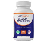 Vitamatic Calcium Magnesium Complex - 1000mg Calcium, 500mg Magnesium, Gluten-Free & Gluten Free - Supplement for Bone Health - 240 Tablets