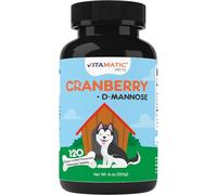 Vitamatic Cranberry for Dogs - 120 Chewable Tablets - Added D-Mannose, Apple Cider, Vitamin C for Urinary Tract Support, Bladder Support for Dogs