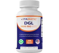 Vitamatic DGL Licorice 3800 mg Equivalent Per Serving (from 10:1 Extract 380 mg) - 10X Stronger - Supports Healthy Digestive & Respiratory Functions - 200 Capsules