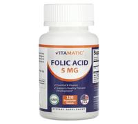 Vitamatic, Folic Acid , 5 mg , 120 Vegetarian Tablets