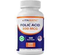 Vitamatic Folic Acid 800 mcg - 500 Vegetarian Tablets - Vitamin B9