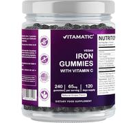 Vitamatic Iron 65 mg Gummies Supplement for Women & Men - 240 Vegan Gummies - Great Tasting Iron Gummy Vitamins with Vitamin C