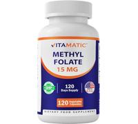 Vitamatic L Methylfolate 15mg - 120 Vegetable Capsules - Optimized and Activated High Potency - Metabolically Active Folate