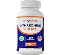 Vitamatic L-Threonine 500 mg 120 Vegetable Capsules - Promotes Healthy Liver, Cardiovascular & Structural Function