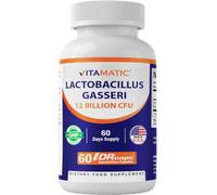 Vitamatic Lactobacillus Gasseri - 12 Billion per DR Capsule - 60 Count - Digestive Support - Made with Prebiotic Inulin Fiber