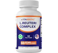 Vitamatic Lactobacillus Reuteri Complex - 22 Billion CFU per Delayed Release Capsule - 60 Capsules - Digestive & Gut Health Support - with Prebiotic Inulin Fiber