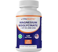 Vitamatic Magnesium Bisglycinate 500mg - 120 Vegetarian Capsules with Added Zinc, Vitamin D3 & Black Pepper - Supports Muscle, Joint, Nerve & Heart Health - Non-GMO, Gluten-Free