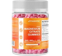 Vitamatic Magnesium Citrate Gummies 600mg per Serving - 240 Vegan Gummies - Natural Raspberry Flavor - High Absorption Magnesium Supplement - Supports Nerve, Bone and Muscle Health