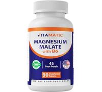 Vitamatic Magnesium Malate 2000mg per Serving - 90 Vegetarian Tablets - Added B6 for Maximum Absorption - Supports Muscle, Joint, and Heart Health*