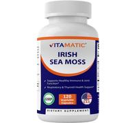 Vitamatic Organic Irish Sea Moss 120 Vegetarian Capsules - Made with Organic Bladderwrack & Organic Burdock Root - Seamoss Supplement for Thyroid, Energy, Immune Support