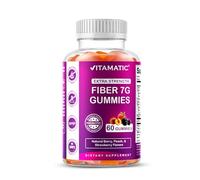 Vitamatic Prebiotic Fiber Gummies for Adults - 7g Fiber per Serving - 60 Pectin-Based Gummies Extra Strength, Zero Sugar Added - Supports Digestive Health & Regularity - Non-GMO, Vegan, Gluten-Free
