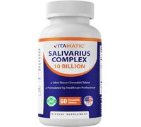 Vitamatic Salivarius Complex 10 Billion Chewable Mint Flavored Tablet - 60 Count - Oral Health Chewable Probiotics + Prebiotics - Supports Healthy Teeth, Gums, & Better Breath