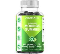 Vitamatic Sugar Free Moringa Gummies - 10000 mg Equivalent per Serving - Complete Green Superfood - 60 Pectin Based Gummies