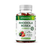 Vitamatic Sugar Free Rhodiola Rosea Gummies 1500 mg Equivalent Per Serving - 60 Gummies - Mixed Berry Flavor - Adaptogen Supplement - Supports Energy, Mood & Focus - Non-GMO, Made in The USA