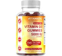 Vitamatic Sugar Free Vitamin D3 5000 IU - 120 Pectin Based Gummies - Great Taste - Healthy Bones, Mood & Immune System Function - Non-GMO - 120 Servings