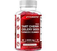 Vitamatic Tart Cherry with Celery Seed Gummies - 4000 mg Serving - Powerful Uric Acid Cleanse for Joint Comfort, Healthy Sleep Cycles & Muscle Recovery