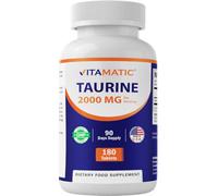 Vitamatic Taurine 2000mg Vegetarian Tablets, 180 Count, Non-GMO, Gluten Free