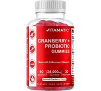 Vitamatic Vegan Cranberry Gummies with D-Mannose, Probiotic & Vitamin C for Women Urinary Tract Health - 25000 mg Equivalent per S