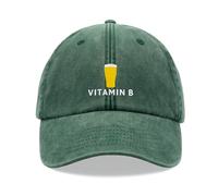 Vitamin B Beer Baseball Cap Vintage Washed Unisex Dad Hat Low Profile Adjustable IPA Ale Lager Drinker Bottle Green
