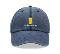 Vitamin B Beer Baseball Cap Vintage Washed Unisex Dad Hat Low Profile Adjustable IPA Ale Lager Drinker Blue Denim