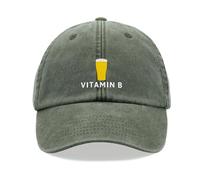 Vitamin B Beer Baseball Cap Vintage Washed Unisex Dad Hat Low Profile Adjustable IPA Ale Lager Drinker Olive