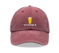 Vitamin B Beer Baseball Cap Vintage Washed Unisex Dad Hat Low Profile Adjustable IPA Ale Lager Drinker Red